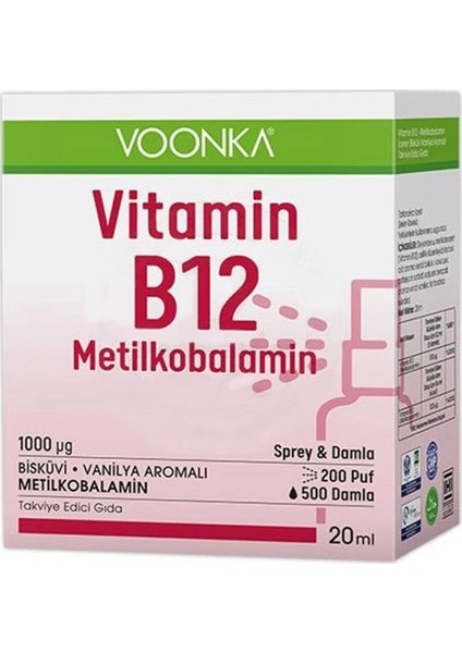 Vıtamın B12 Metılkobalamın Damla/sprey 20 ml