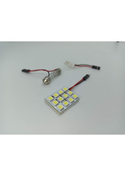 Araç Içi Oto Aydınlatma Tepe Lambası 12 Smd 5050 LED Proje Panel Tavan Lamba 33-40MM