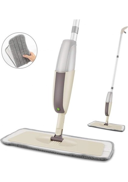 Microfiber Bezli Deterjan Hazneli Sprey Mop Bej