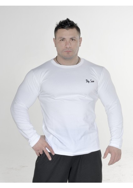 Beyaz Pamuklu Slim Fit Sweatshirt Big Sam 4589
