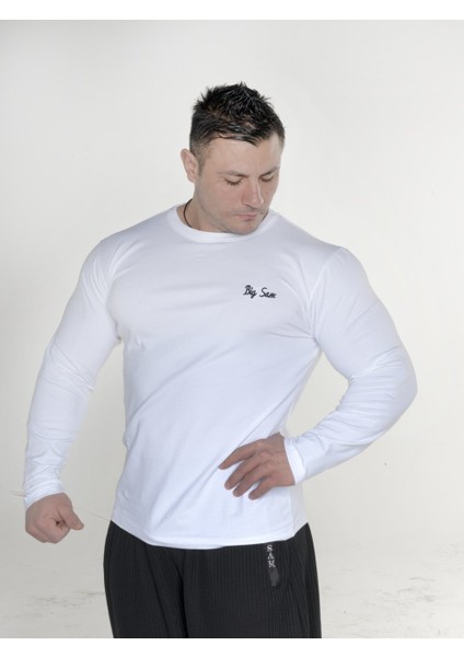 Beyaz Pamuklu Slim Fit Sweatshirt Big Sam 4589 fiyatları