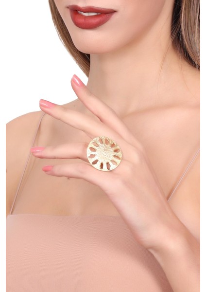 Kadın Altın Renk Kaplama Ayarlanabilir Çiçek Stilizesi Yüzük