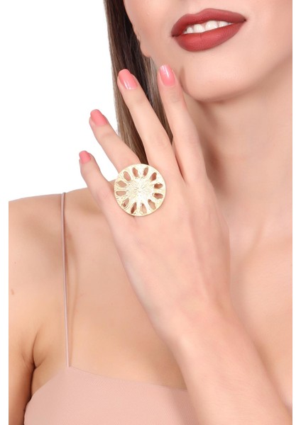 Kadın Altın Renk Kaplama Ayarlanabilir Çiçek Stilizesi Yüzük fiyatları
