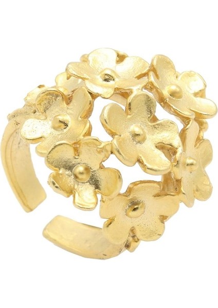 Kadın Altın Renk Kaplama Ayarlanabilir Kırçiçeği Formlu Yüzük fırsatları