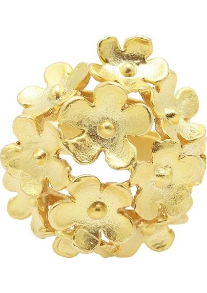 Kadın Altın Renk Kaplama Ayarlanabilir Kırçiçeği Formlu Yüzük indirimleri