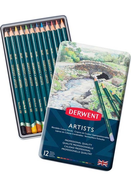 Artists Kuruboya Kalem Seti Metal Kutu 12 Renk