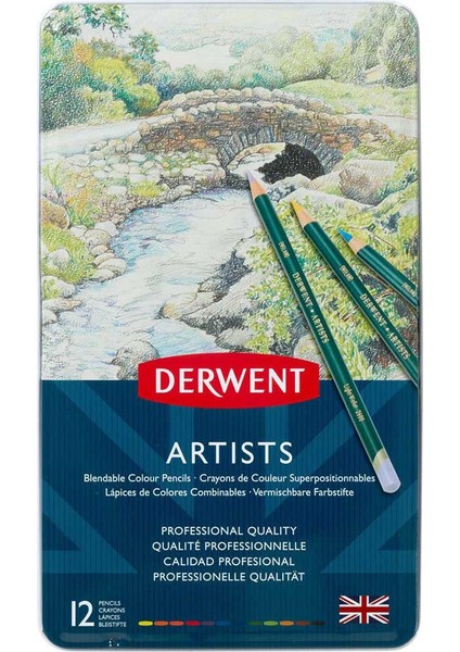 Artists Kuruboya Kalem Seti Metal Kutu 12 Renk modelleri