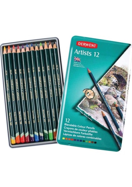 Artists Kuruboya Kalem Seti Metal Kutu 12 Renk indirimleri