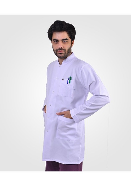 Erkek Hakim Yaka Beyaz Doktor Eczacı Öğretmen Vizit Önlük