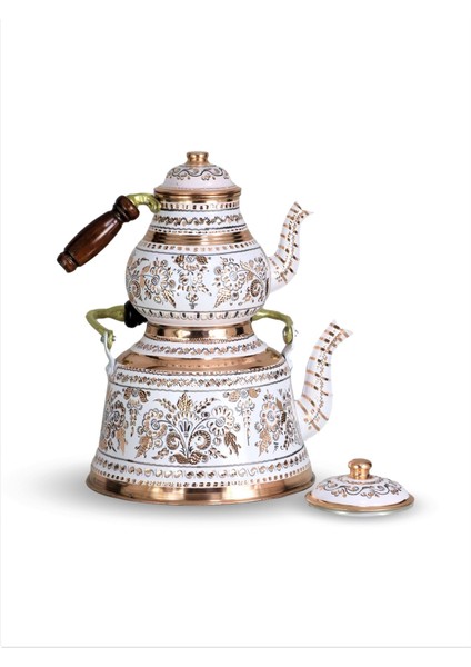 Gül Çiçek Royal Ihlamur Bakır Çaydanlık