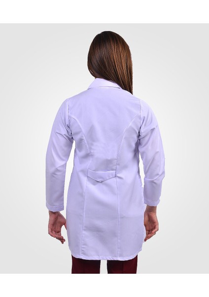 Kadın Klasik Yaka Beyaz Doktor Hemşire Öğretmen Vizit Önlük