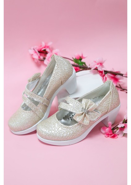 Topuklu Altın Çatlak Kız Çocuk Ayakkabı