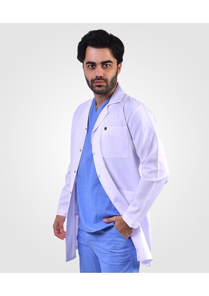 Erkek Klasik Yaka Beyaz Doktor Öğretmen Vizit Önlük