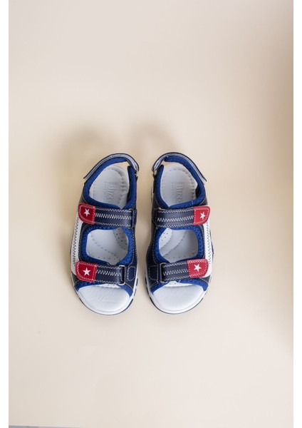 Lacivert Beyaz Garnili Çocuk Sandalet modelleri