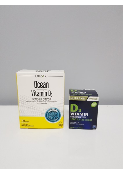 Ocean Vitamin D3 1000 IU Damla + Nutraxın D3 Vıtamin 100IU 120'li