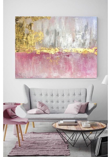 Gold Pink Abstract Kanvas Tablo