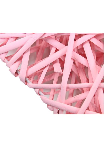 Dekoratif Hasır Kalp, 30 x 25 x 6 cm - Pembe