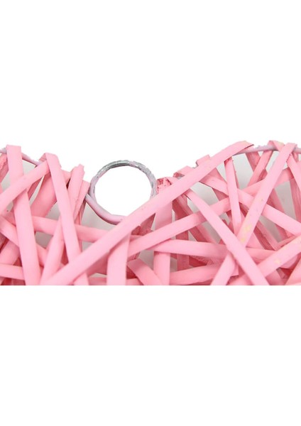 Dekoratif Hasır Kalp, 30 x 25 x 6 cm - Pembe