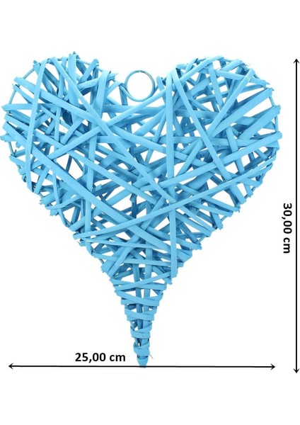 Dekoratif Hasır Kalp, 30 x 25 x 6 cm - Mavi fiyatları