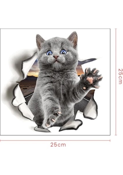 Kedi Model 4 Araba Oto Sticker Yapıştırma Renkli
