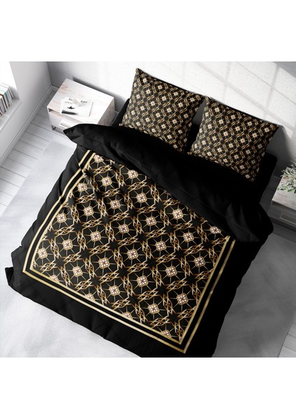 Gold Deco 3D Pamuk Saten Çift Kişilik Nevresim Takımı