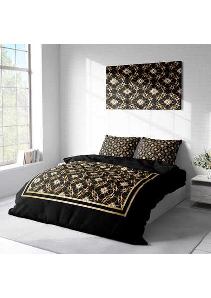 Gold Deco 3D Pamuk Saten Çift Kişilik Nevresim Takımı