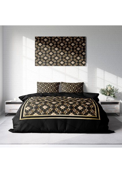 Gold Deco 3D Pamuk Saten Çift Kişilik Nevresim Takımı