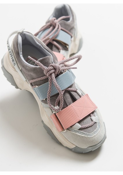 LULEN Buz Multi Sim Yazılı Cırtlı Kadın Spor Sneakers