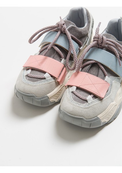 LULEN Buz Multi Sim Yazılı Cırtlı Kadın Spor Sneakers