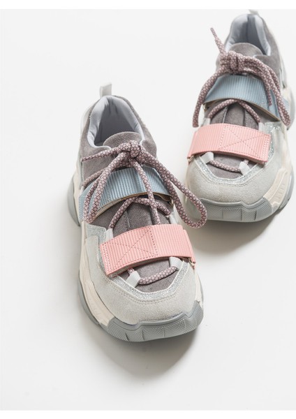LULEN Buz Multi Sim Yazılı Cırtlı Kadın Spor Sneakers