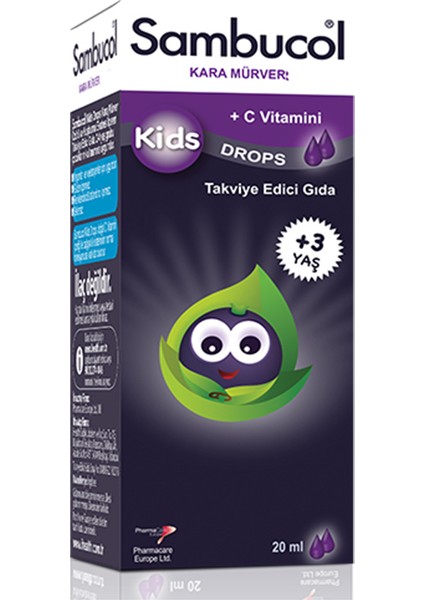 Kids Drops Kara Mürver Kuşburnu ve C Vitamini Damla 20ML