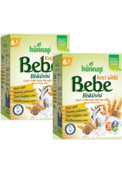 Hünnap Keçi Sütlü Bebe Bisküvisi 400 gr x 2 Adet