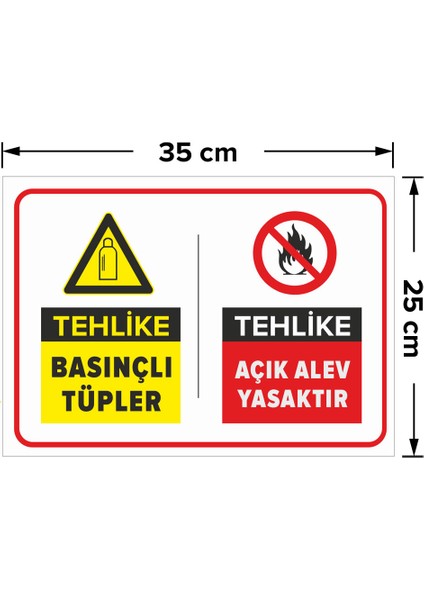 - Tehlike Basınçlı Tüpler Açık Alev Yasaktır Levhası - Dekote Malzeme 25X35Cm fiyatları