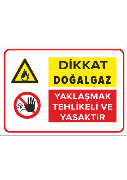 - Dikkat Doğalgaz Yaklaşmak Tehlikeli Ve Yasaktır Levhası - Dekote Malzeme 25X35Cm