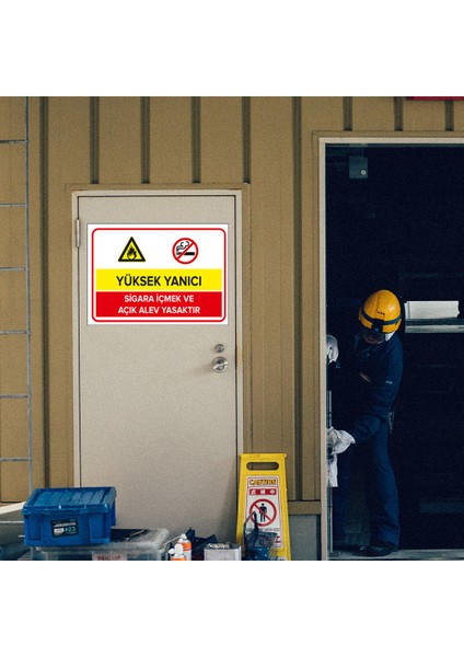 - Yüksek Yanıcı Sigara İçilmez Açık Alev Yasaktır Levhası - Dekote Malzeme 25X35Cm modelleri