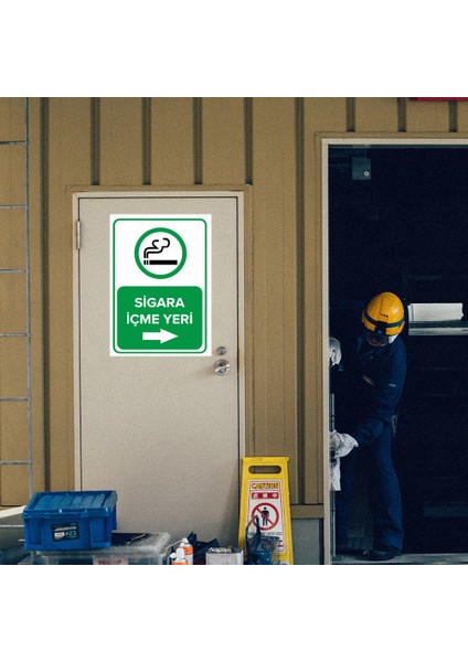 - Sigara İçme Yeri Sağ Ok Levhası - Dekote Malzeme 25X35Cm modelleri