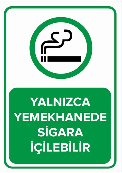 - Yalnız Yemekhanede Sigara İçilebilir Levhası - Dekote Malzeme 25X35Cm