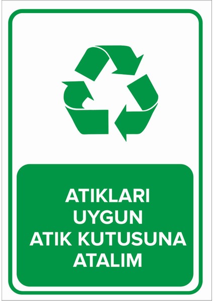 - Atıkları Uygun Atık Kutusuna Atalım Levhası - Dekote Malzeme 35X50Cm