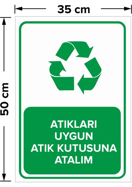 - Atıkları Uygun Atık Kutusuna Atalım Levhası - Dekote Malzeme 35X50Cm