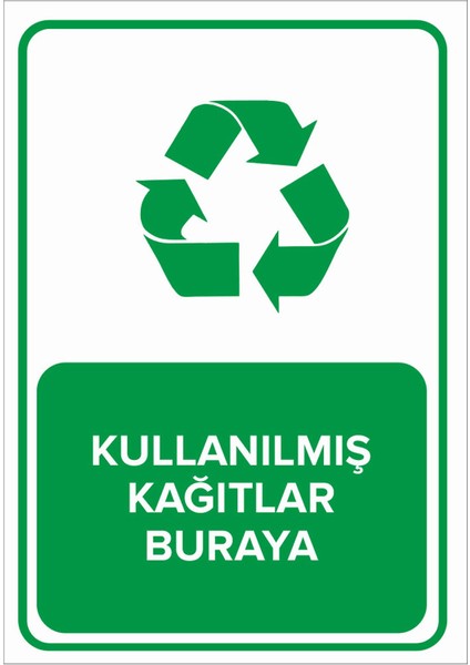 - Kullanılmış Kağıtlar Buraya Levhası - Dekote Malzeme 25X35Cm