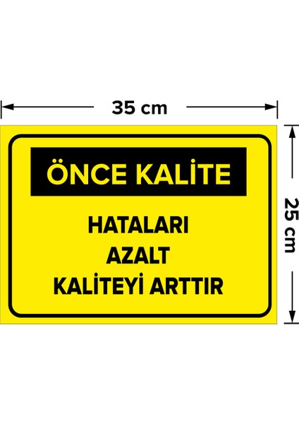 - Hataları Azalt Kaliteyi Arttır Levhası - Dekote Malzeme 25X35Cm fiyatları