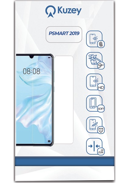Huawei P Smart 2019 Temperli Ekran Koruyucu Cam Şeffaf