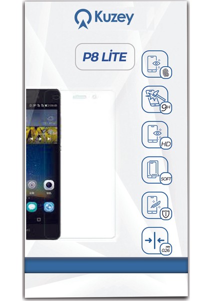 Huawei P8 Lite Temperli Ekran Koruyucu Cam Şeffaf