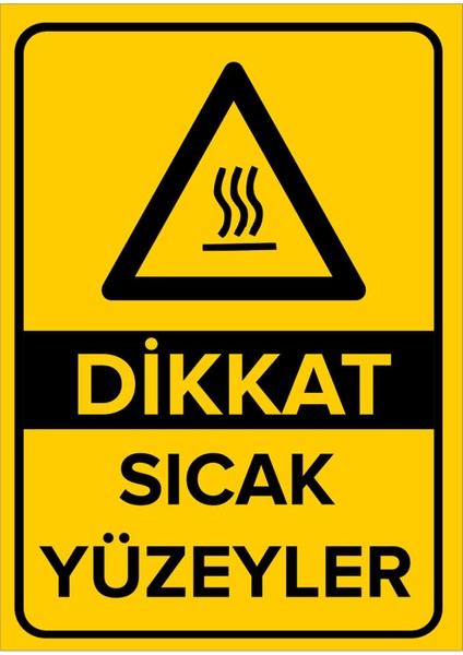 - Dikkat Sıcak Yüzeyler Levhası - Dekote Malzeme 25X35Cm