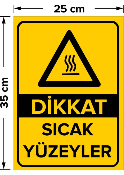 - Dikkat Sıcak Yüzeyler Levhası - Dekote Malzeme 25X35Cm