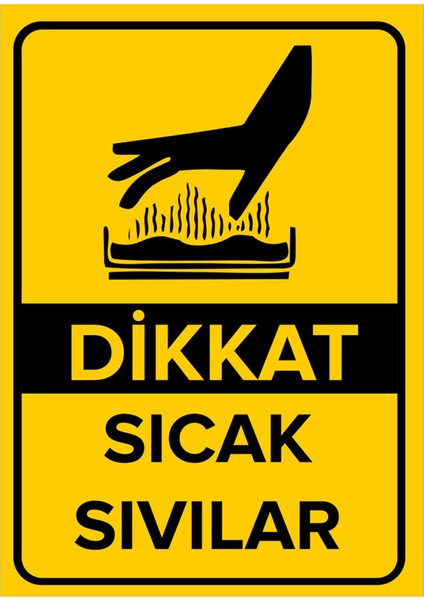 - Dikkat Sıcak Sıvılar Levhası - Dekote Malzeme 25X35Cm