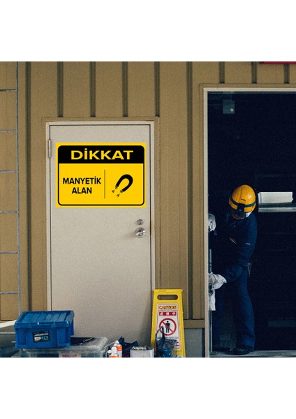 - Dikkat Manyetik Alan Levhasi - Dekote Malzeme 25X35Cm modelleri