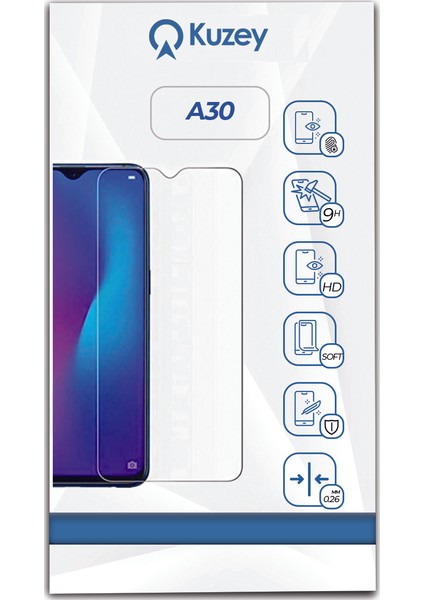 Samsung Galaxy A30 Temperli Ekran Koruyucu Cam Şeffaf