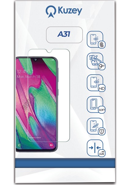 Kzy Samsung Galaxy A31 Temperli Ekran Koruyucu Cam Şeffaf