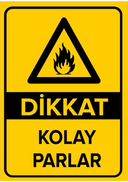 - Dikkat Kolay Parlar Levhası - Dekote Malzeme 25X35Cm